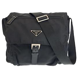 Prada-Prada Nylon Tessuto Triangle Logo Crossbody-Black