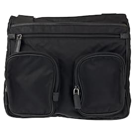 Prada-Prada Nylon Tessuto Triangle Logo Messenger Bag-Black
