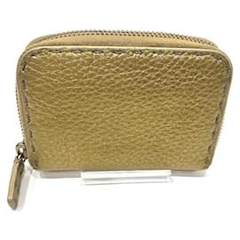 Fendi-Fendi Leather Coin Case Wallet-Golden