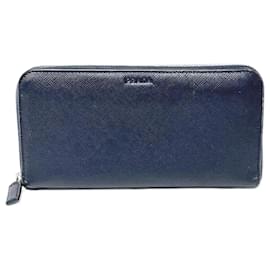 Prada-Prada Saffiano Leather Zip Wallet 2ML317-Blue