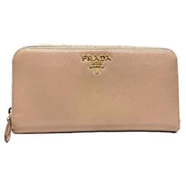 Prada-Prada Saffiano Leather Zip Wallet 1ML506-Beige