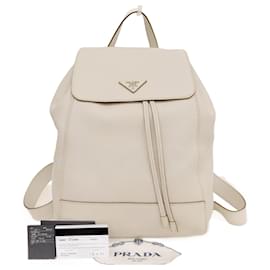 Prada-Prada Leather Backpack 1BZ007-White