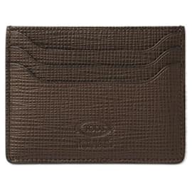 Tod's-Tod's Leather Card Case Dark Brown-Brown