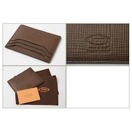 Tod's-Tod's Leather Card Case Dark Brown-Brown
