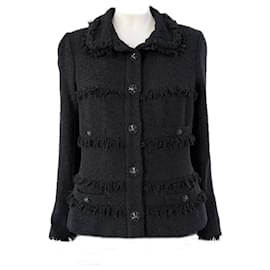 Chanel-Timeless CC Gripoix Buttons Black Tweed Jacket 40 FR-Black
