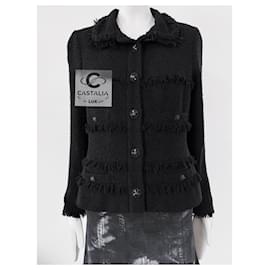 Chanel-Timeless CC Gripoix Buttons Black Tweed Jacket 40 FR-Black