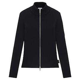 Courreges-Courrèges  ribbed-knit zip-up cardigan black-Black