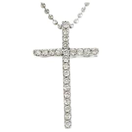 Autre Marque-K18 White Gold Diamond Necklace 0.15ct-White