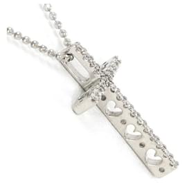 Autre Marque-K18 White Gold Diamond Necklace 0.15ct-White
