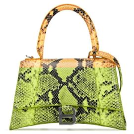 Balenciaga-Balenciaga Hourglass Python Embossed 2WAY Bag-Yellow