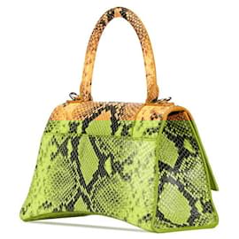 Balenciaga-Balenciaga Hourglass Python Embossed 2WAY Bag-Yellow