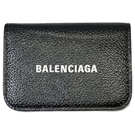 Balenciaga-Balenciaga Leather Trifold Wallet 593813-Black