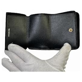 Balenciaga-Balenciaga Leather Trifold Wallet 593813-Black