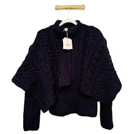 Hermès-Pull cape-Navy blue