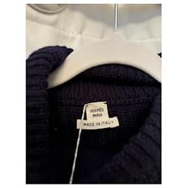 Hermès-Pull cape-Navy blue