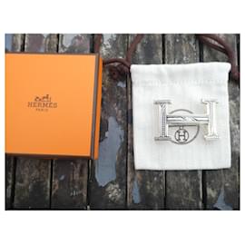 Hermès-Hermès Touareg belt buckle in solid silver with box and dustbag-Silvery