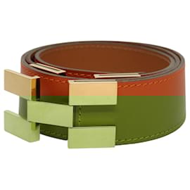 Hermès-Ceinture HERMES en cuir 31,1" Orange Auth 104685-Orange