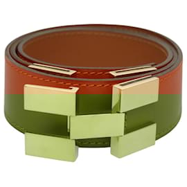 Hermès-Ceinture HERMES en cuir 31,1" Orange Auth 104685-Orange