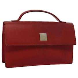 Céline-CELINE Mini Hand Bag Leather Red Auth 103334-Red