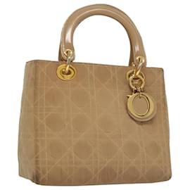 Christian Dior-Christian Dior Canage Hand Bag Nylon Beige Gold Auth bs20643-Beige,Golden