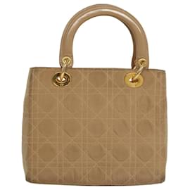 Christian Dior-Christian Dior Canage Hand Bag Nylon Beige Gold Auth bs20643-Beige,Golden