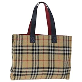 Autre Marque-Burberrys Nova Check Hand Bag cotton Beige Auth 101866-Beige