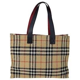 Autre Marque-Burberrys Nova Check Hand Bag cotton Beige Auth 101866-Beige