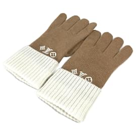 Louis Vuitton-Louis Vuitton Bicolor Wool Gloves-Beige