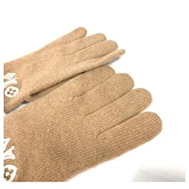 Louis Vuitton-Louis Vuitton Bicolor Wool Gloves-Beige