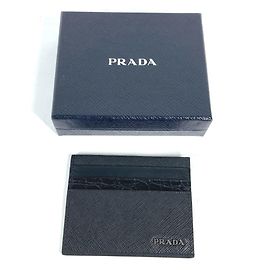 Prada Saffiano Leather Card Case Black