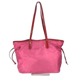 Bolsa tote de nylon e couro rosa Prada Rosa