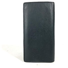 Louis Vuitton Black Leather Bi-Fold Long Wallet Black