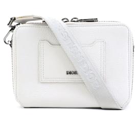 Christian Dior-Christian Dior Gray and White Leather Shoulder Bag-Brown,White