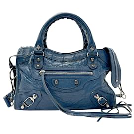 Balenciaga-Balenciaga Classic City Leather Handbag-Navy blue