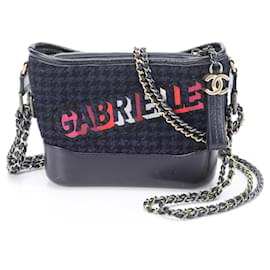 Chanel-Chanel Gabrielle Leather Shoulder Bag-Navy blue