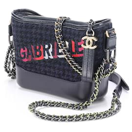 Chanel-Chanel Gabrielle Leather Shoulder Bag-Navy blue