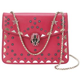 Bulgari Bolsa de ombro em couro Serpenti da Bvlgari Rosa