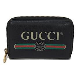 Gucci-Gucci Coin Case Compact Zip Around Wallet-Black,Red,Green