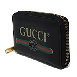 Gucci-Gucci Coin Case Compact Zip Around Wallet-Black,Red,Green