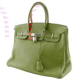 Hermès-Hermes Birkin 35 Handbag in Togo Leather-Pink,Red