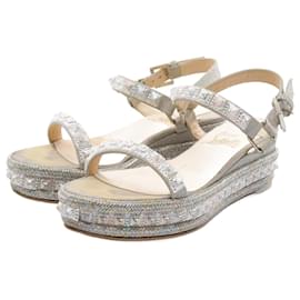 Christian Louboutin-Christian Louboutin Pyradiams 60 Glitter Sandals-Silvery