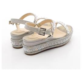 Christian Louboutin-Christian Louboutin Pyradiams 60 Glitter Sandals-Silvery
