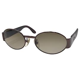 Fendi-Fendi Vintage Mamma Logo Metal Sunglasses-Brown