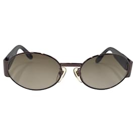 Fendi-Fendi Vintage Mamma Logo Metal Sunglasses-Brown