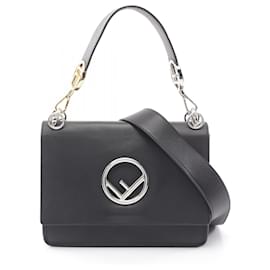 Fendi-Fendi Leather Kan I F Zucca Handbag Black-Black