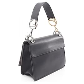 Fendi-Fendi Leather Kan I F Zucca Handbag Black-Black