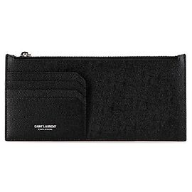 Yves Saint Laurent Estuche de cuero para tarjetas y monedas Saint Laurent 617600 Negro