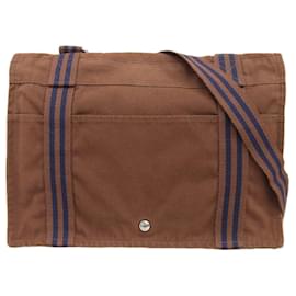 Hermès-Hermes Canvas Fourre-Tout MM Messenger Bag-Brown