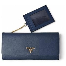 Prada-Prada Embossed Leather Long Wallet 1MH132-Blue