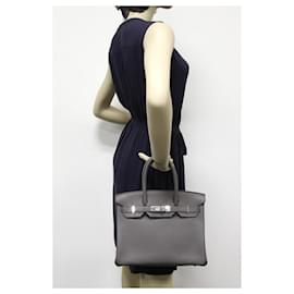 Hermès-Hermes Birkin 30 Togo Handbag-Grey